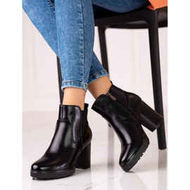 Botines Chelsea negros de mujer en un poste Shelovet alto 2