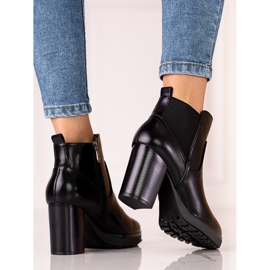 Botines Chelsea negros de mujer en un poste Shelovet alto 1