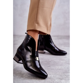 Botines De Piel Tacón Plano Laura Messi 2268 Negro 1