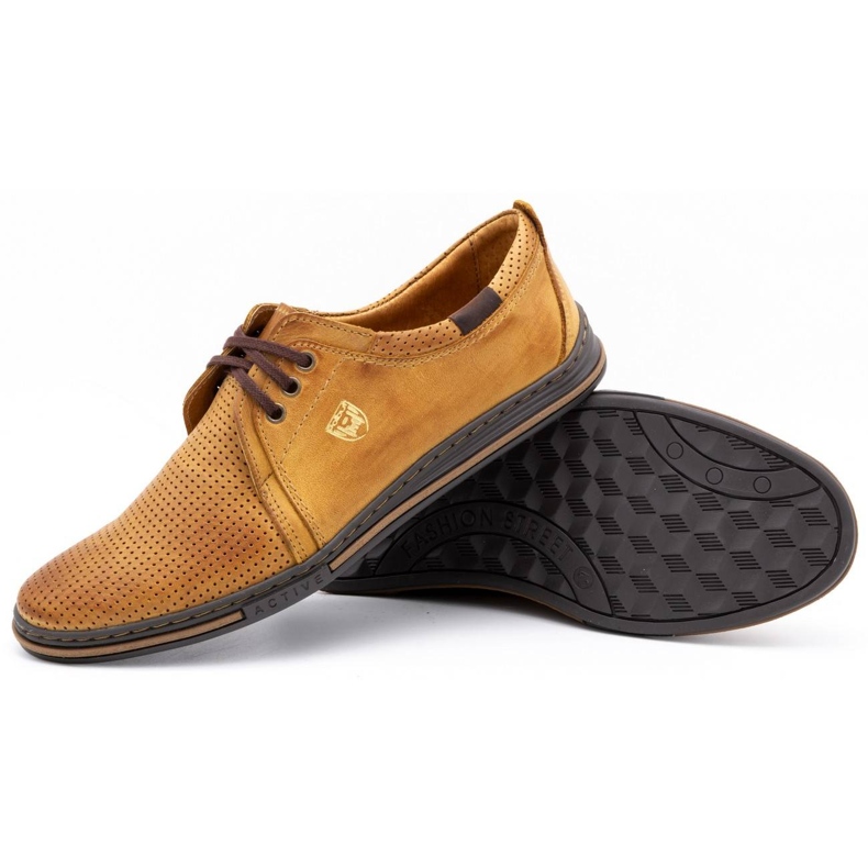 Polbut Zapatos de cuero para hombre 343 perforación rojo beige 3