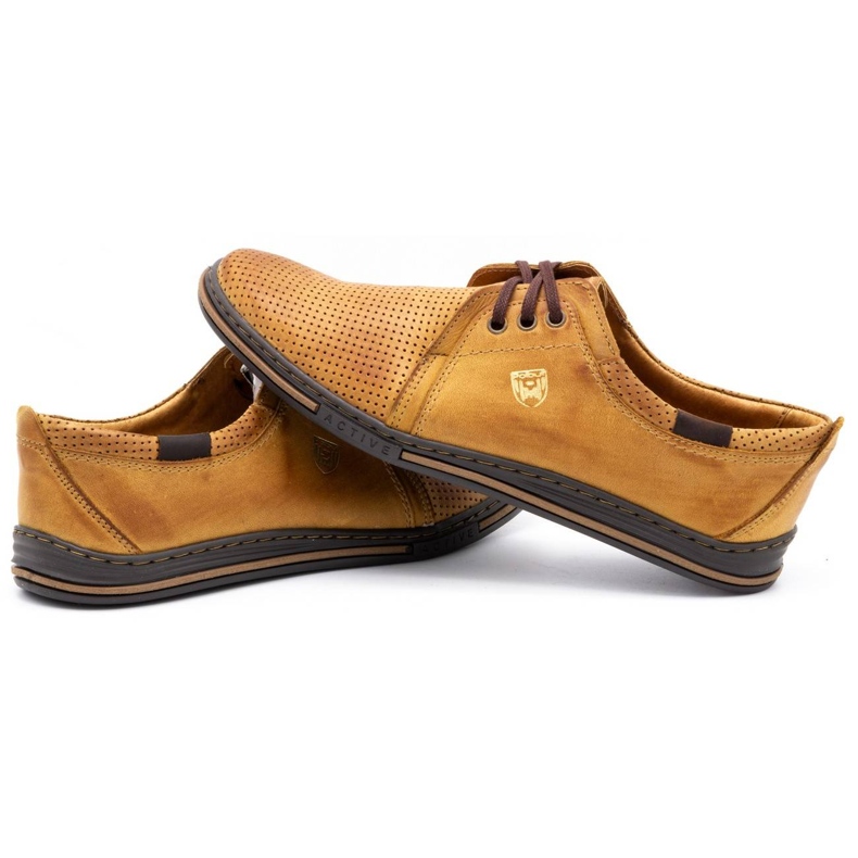 Polbut Zapatos de cuero para hombre 343 perforación rojo beige 4