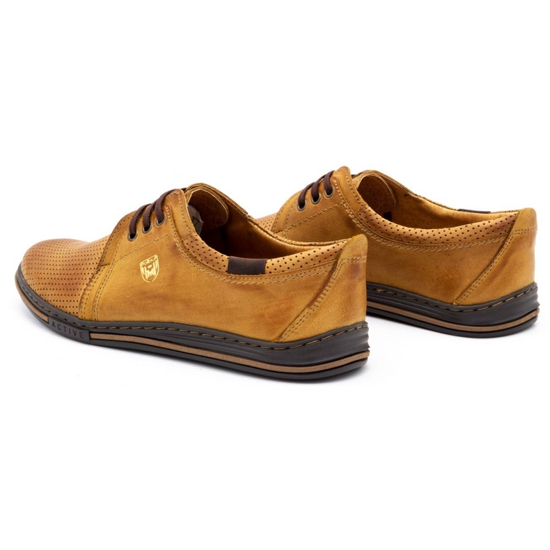 Polbut Zapatos de cuero para hombre 343 perforación rojo beige 5