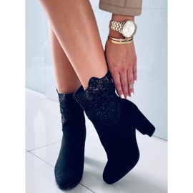 Botines de tacón con puntilla de Esmeralda Black negro 4