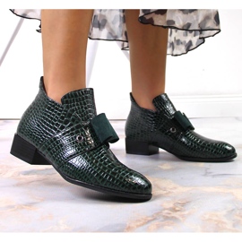 Botas de mujer Botines Jodhpur con lazo Potocki lacado en verde 3