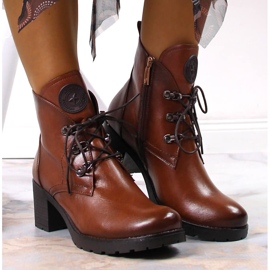 Botas de mujer marrones con cordones Potocki marrón 7