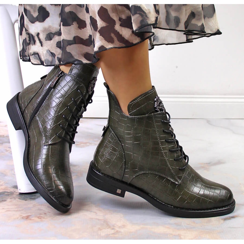 Botas Warm Potocki De Cocodrilo Verde De Mujer 1 Botas Warm Potocki De Cocodrilo Verde De Mujer 1