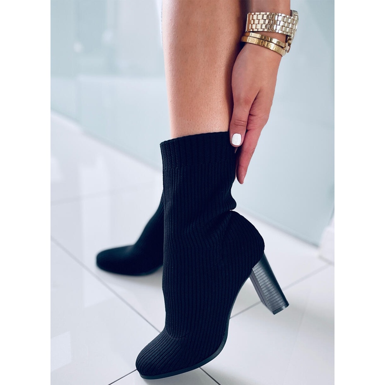 Botas estilo calcetín con tacón alto Hermione Black negro 1 Botas estilo calcetín con tacón alto Hermione Black negro 1