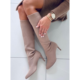 Botas calcetín Rebecca L. KAKI beige 2