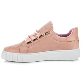 Ideal Shoes Zapatillas atadas con una cinta rosado 3