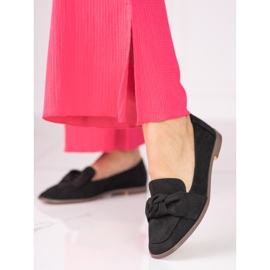 Mocasines de mujer Shelovet fabricados en ante ecológico negro 2