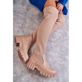 Botas Altas Mujer Beige Austin Workers 7