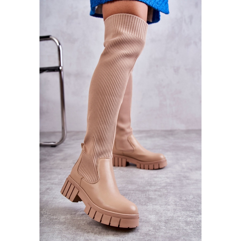 Botas Altas Mujer Beige Austin Workers 1
