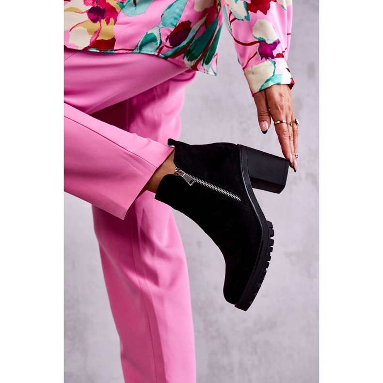 Botas De Ante Con Tacón Alto Con Cremallera Negro Sevione 2