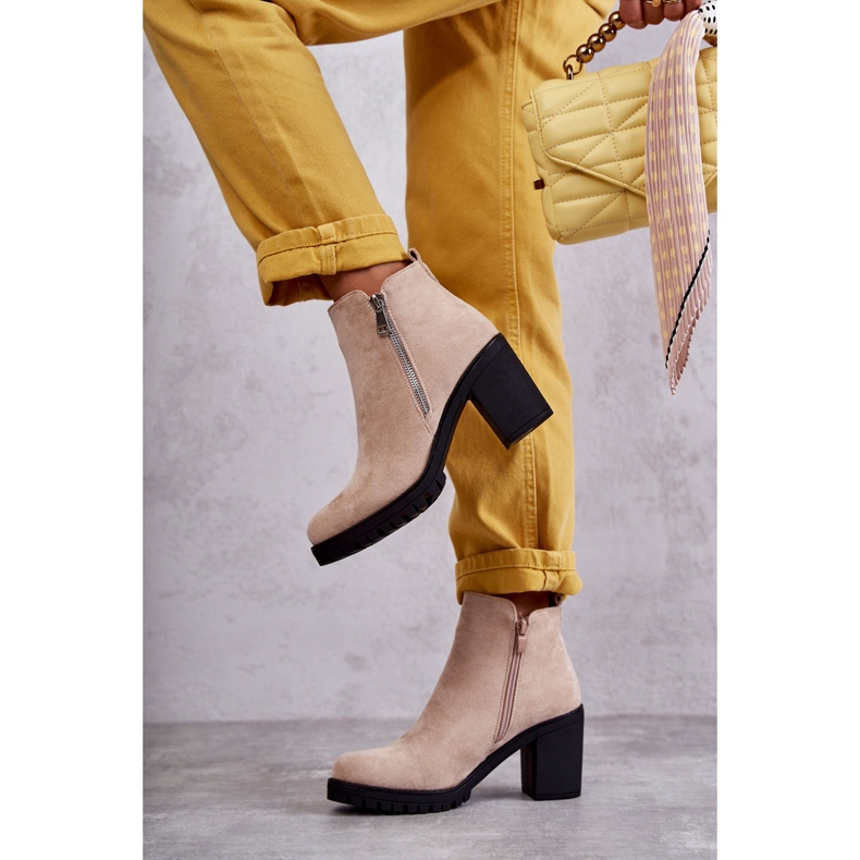 PG1 Botines de ante con cremallera beige claro Sevione 2 PG1 Botines de ante con cremallera beige claro Sevione 2