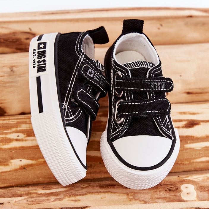 Deportivas Infantiles de Tela Con Velcro Big Star KK374080 Negro-Blanco 2