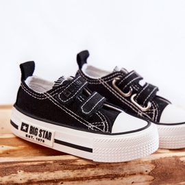Deportivas Infantiles de Tela Con Velcro Big Star KK374074 Negro-Blanco 6