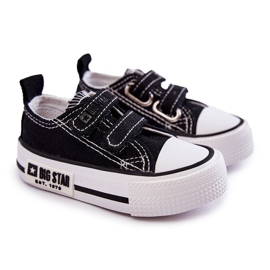 Deportivas Infantiles de Tela Con Velcro Big Star KK374074 Negro-Blanco 1