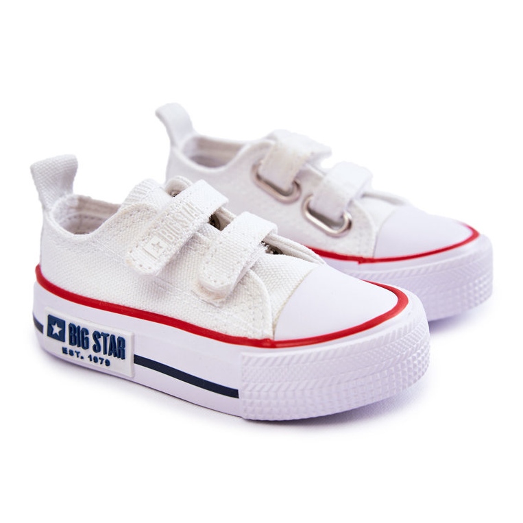 Deportivas Infantiles de Tela Con Velcro Big Star KK374079 Blanco 2