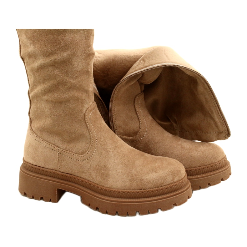 Evento Botas de Ante con Fondo Grueso 22KZ35-5223 Beige 4