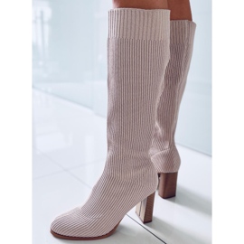 Botines calcetín de tacón de Claudia Taupe beige 2