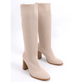Botines calcetín de tacón de Claudia Taupe beige 5