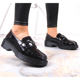 Mocasines de mujer de piel lacada en la plataforma Filippo negro 5