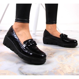 Zapatos de mujer de cuero, lacado negro Croco Filippo 8