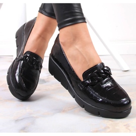 Zapatos de mujer de cuero, lacado negro Croco Filippo 7