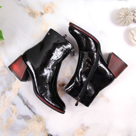 Botines de tacón mujer lacados en negro de Vinceza 2