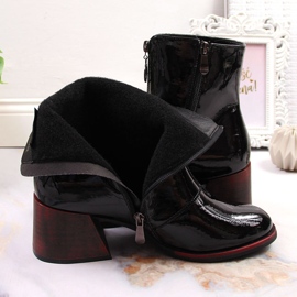 Botines de tacón mujer lacados en negro de Vinceza 3