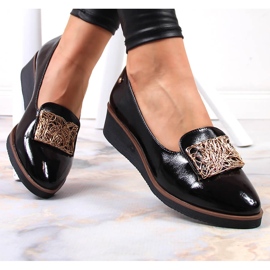 Zapatos lacados, cuñas slip-on, negro Potocki 5