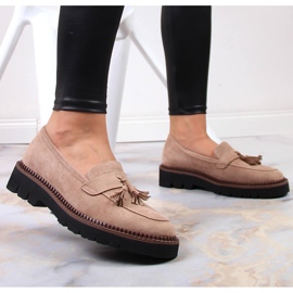 Mocasines mujer ante con flecos Vinceza beige 6