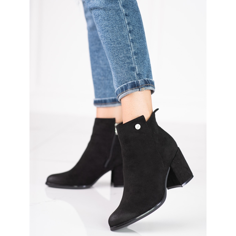 Botas de mujer Shelovet negras con cremallera decorativa en la parte trasera negro 1