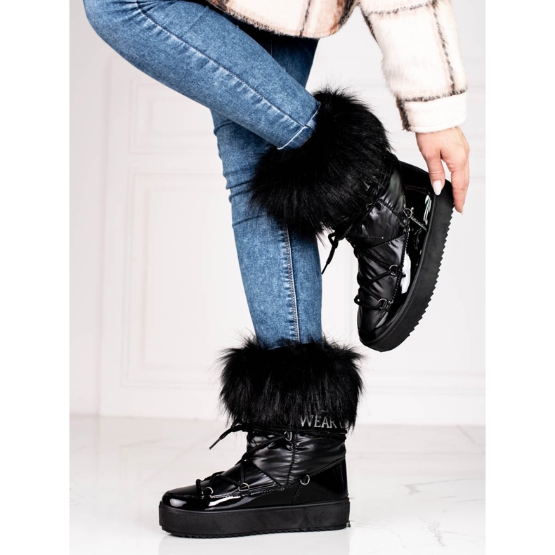 Botas de nieve de mujer negras con pelo Shelovet negro 1