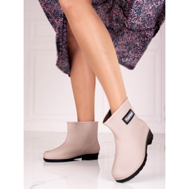 Botas de lluvia de mujer Shelovet beige bajas marrón 2