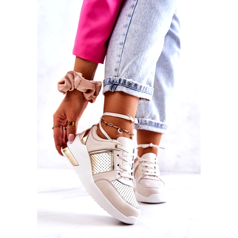 S.Barski Deportivas Mujer Piel Con Cuña Beige Larson 1