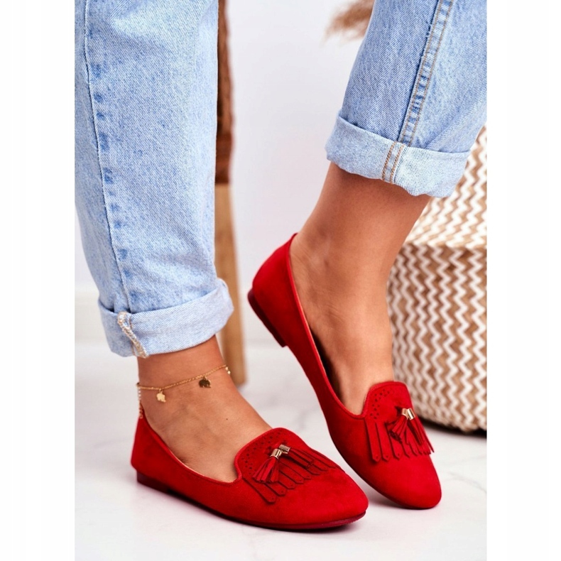 BUGO Mocasines de Mujer Red Lords Fringes Therese rojo 1