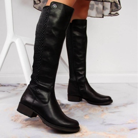 Botas negras de piel para mujer Rieker Z9591-00 negro 6