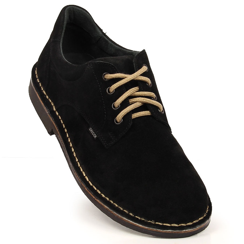 Zapatos de piel, ante para hombre, negro Gregor 1108 2