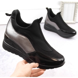 Brogues de mujer en los tacones de cuña eVento negro 5