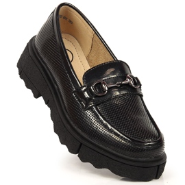 Mocasines mujer perforados lacados en negro Filippo 1