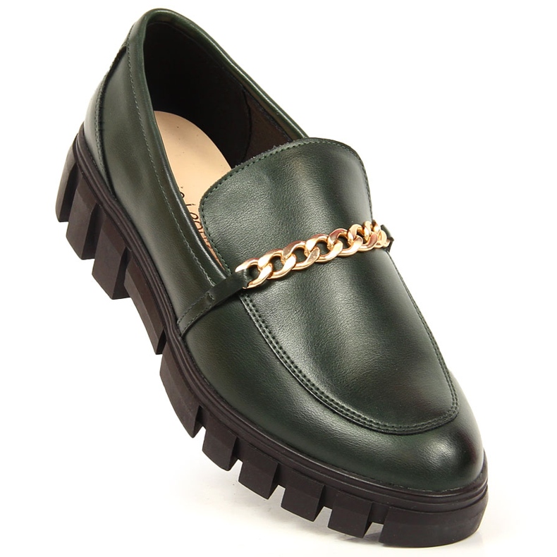 Mocasín de mujer plataforma con cadena verde Sergio Leone 1
