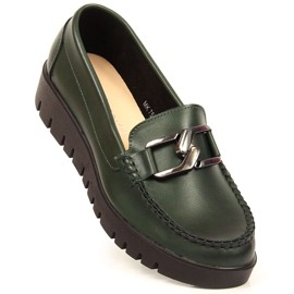 Mocasines mujer plataforma con adorno verde Sergio Leone 1