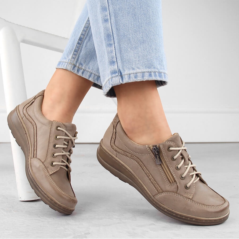 Cómodos zapatos mujer Helios piel marrón 1