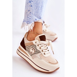 FB2 Zapatos Deportivos De Mujer De Moda En Una Cuña Beige-Marrón Aronne 1