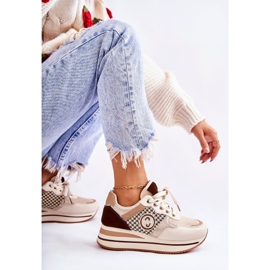 FB2 Zapatos Deportivos De Mujer De Moda En Una Cuña Beige-Marrón Aronne 7