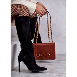 Botas clásicas de ante negro en un tacón de aguja Ameya 6