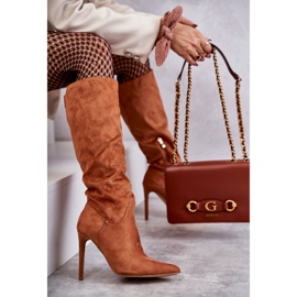 Botas Tacón Clásicas Ante Camel Ameya marrón 9