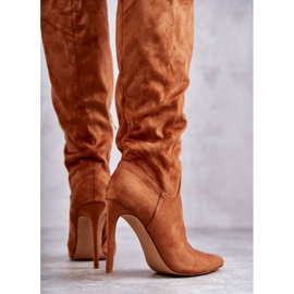 Botas Tacón Clásicas Ante Camel Ameya marrón 3