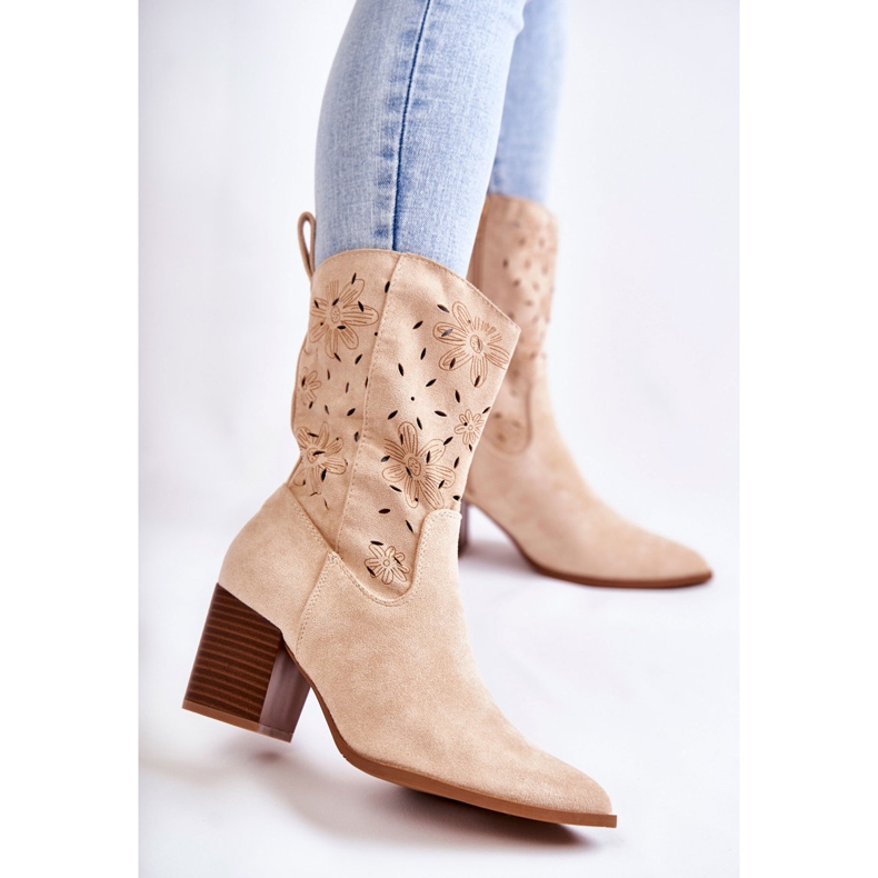 FB1 Botas De Mujer De Ante Con Beige Ariane Cowboy Boots 1 FB1 Botas De Mujer De Ante Con Beige Ariane Cowboy Boots 1